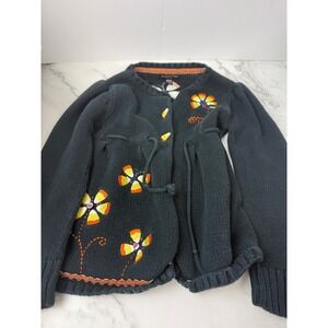Vintage Authentic Kids Halloween Fall Cardigan Candy Corn Buttoms Sz M 5-6